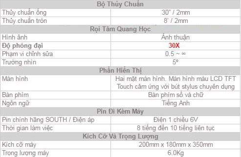 thông số lỹ thuật máy toàn đạc south rts 332 r4